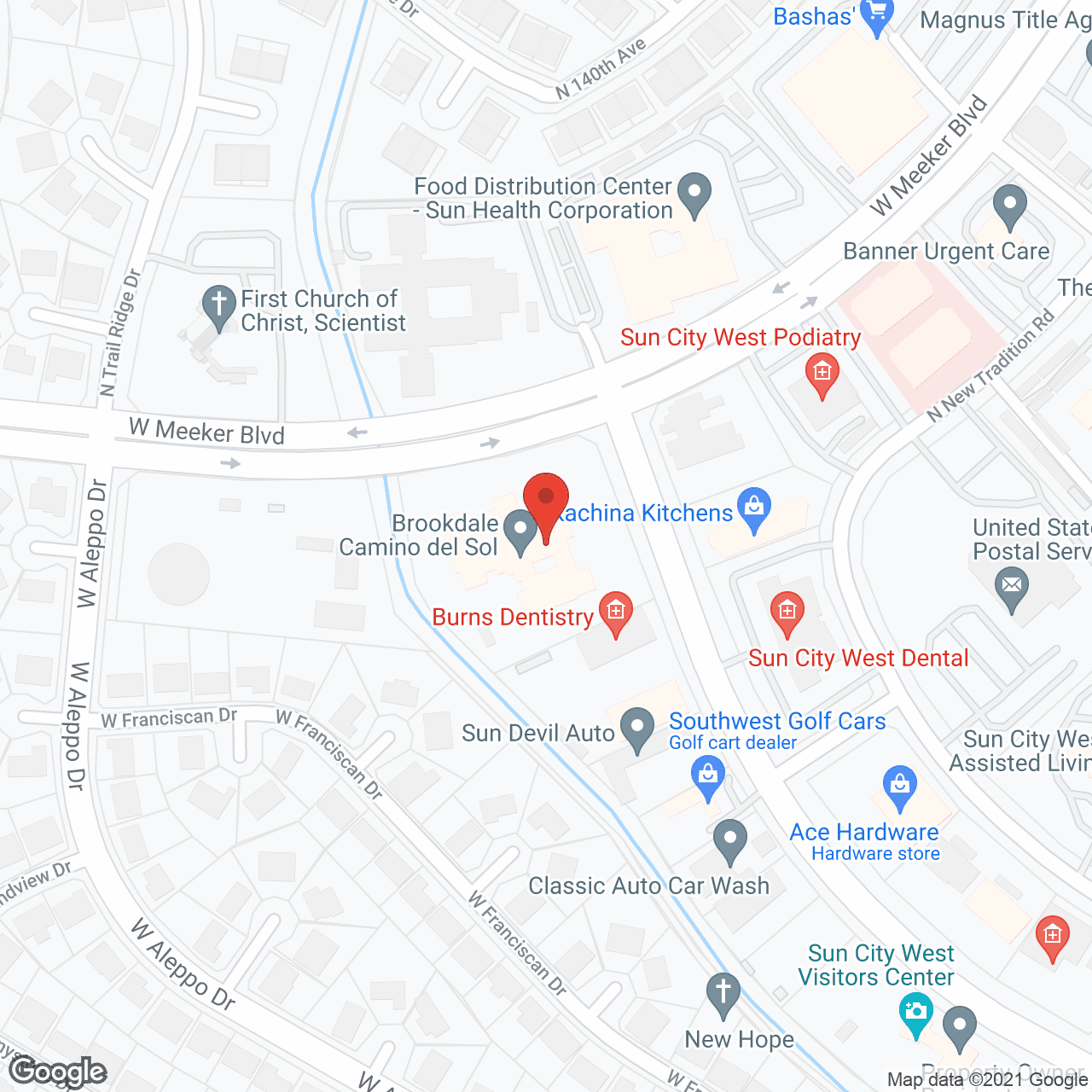 Map of the neighborhood around Brookdale Camino del Sol