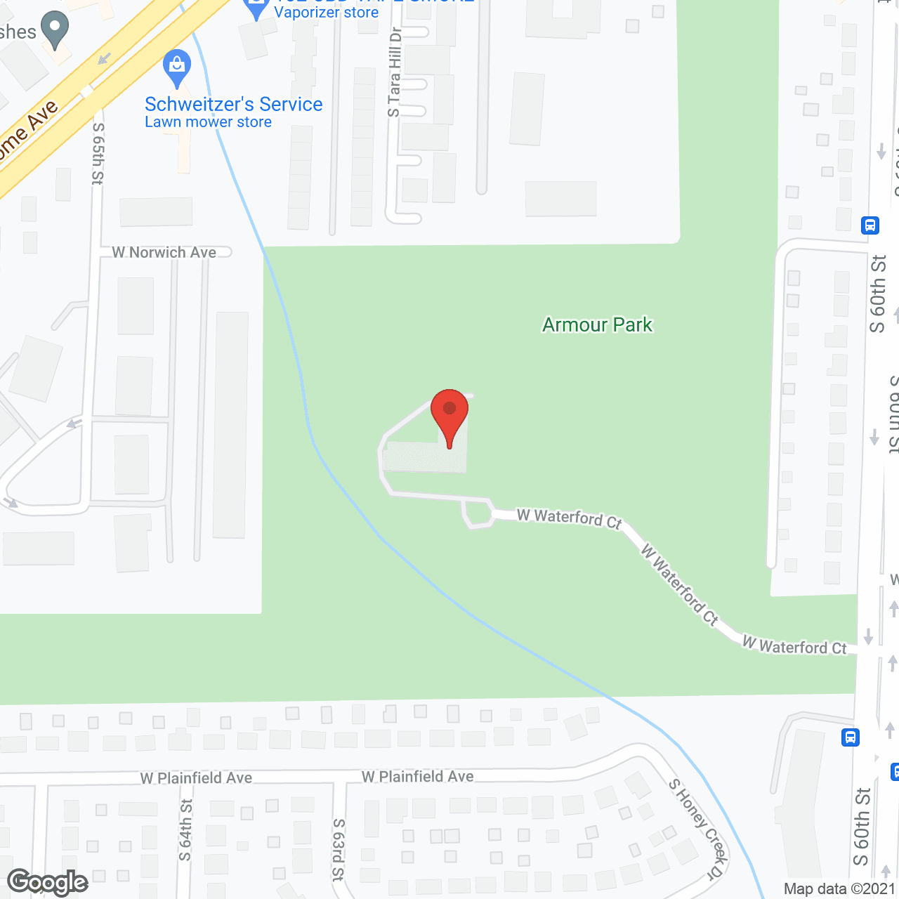Map of the neighborhood around Three Oak Circle