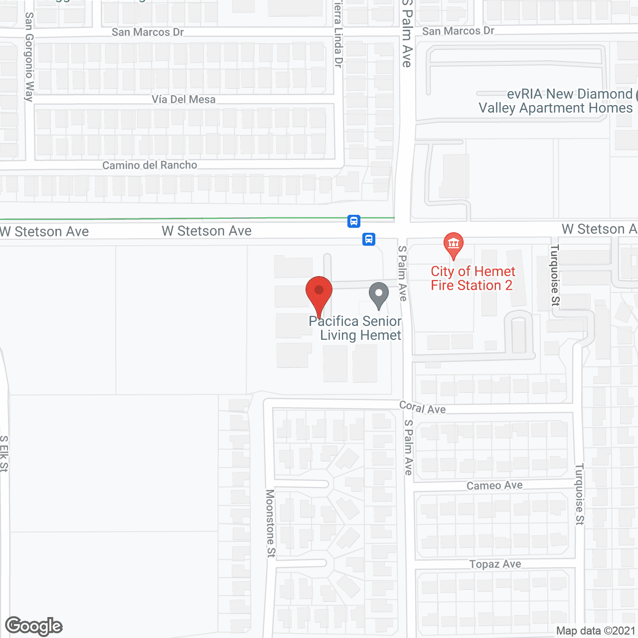 Map of the neighborhood around Pacifica Senior Living Hemet