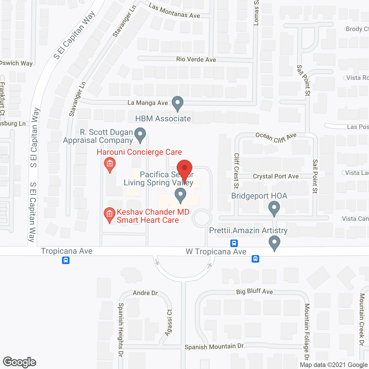 Map of the neighborhood around Pacifica Senior Living Spring Valley