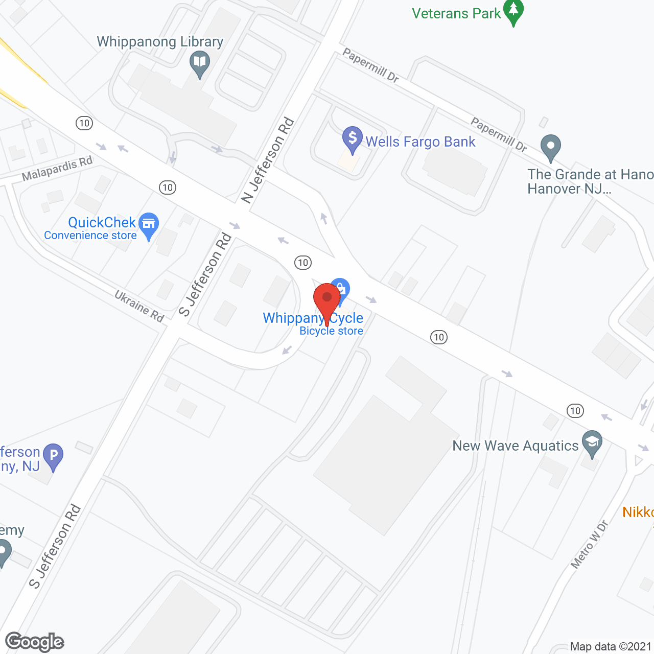 Map of the neighborhood around Lester Senior Housing Community Life in Whippany