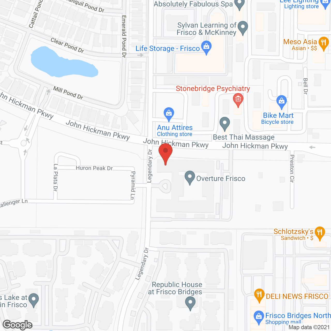 Map of the neighborhood around Overture Frisco