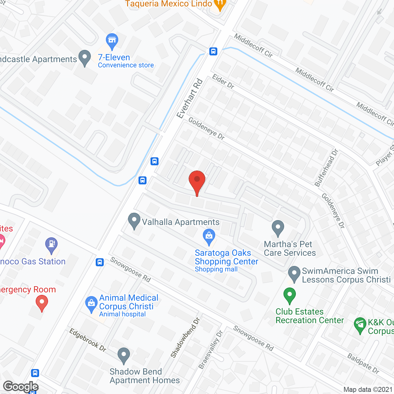Map of the neighborhood around Elan Corpus Christi