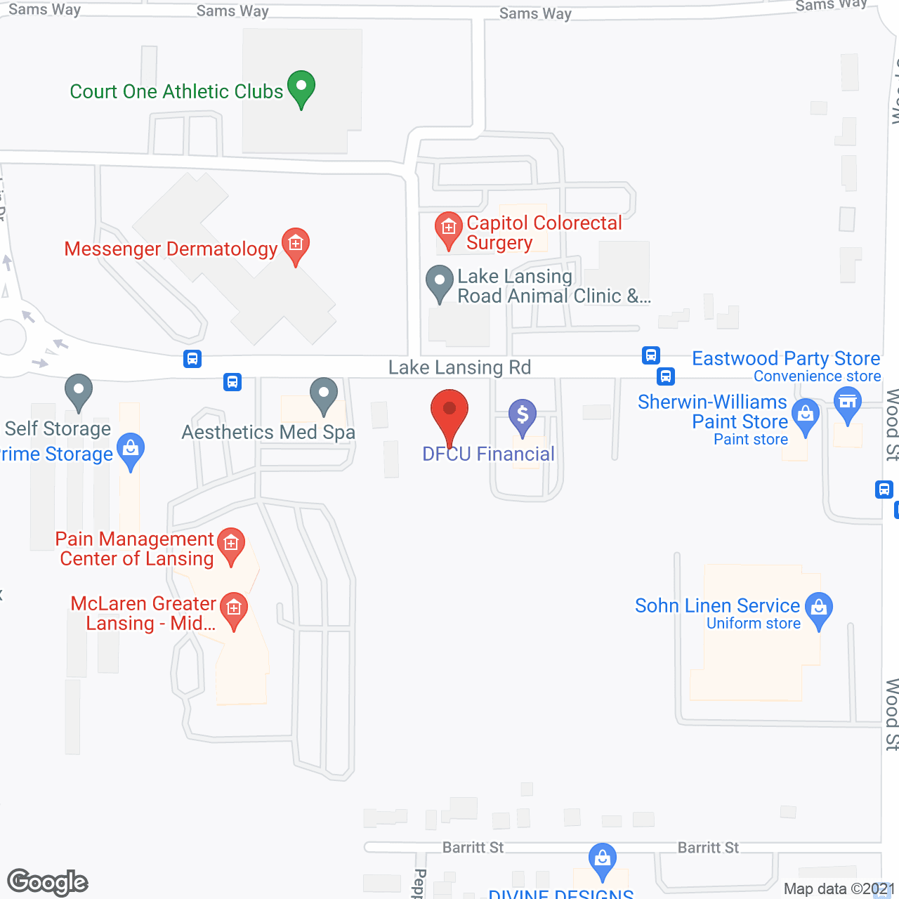 Map of the neighborhood around The Ridge at Lansing