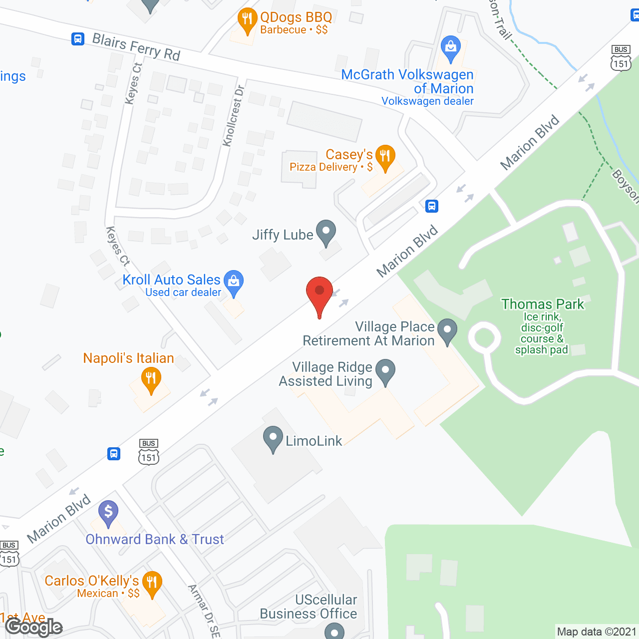 Map of the neighborhood around The Villages of Marion Ridge