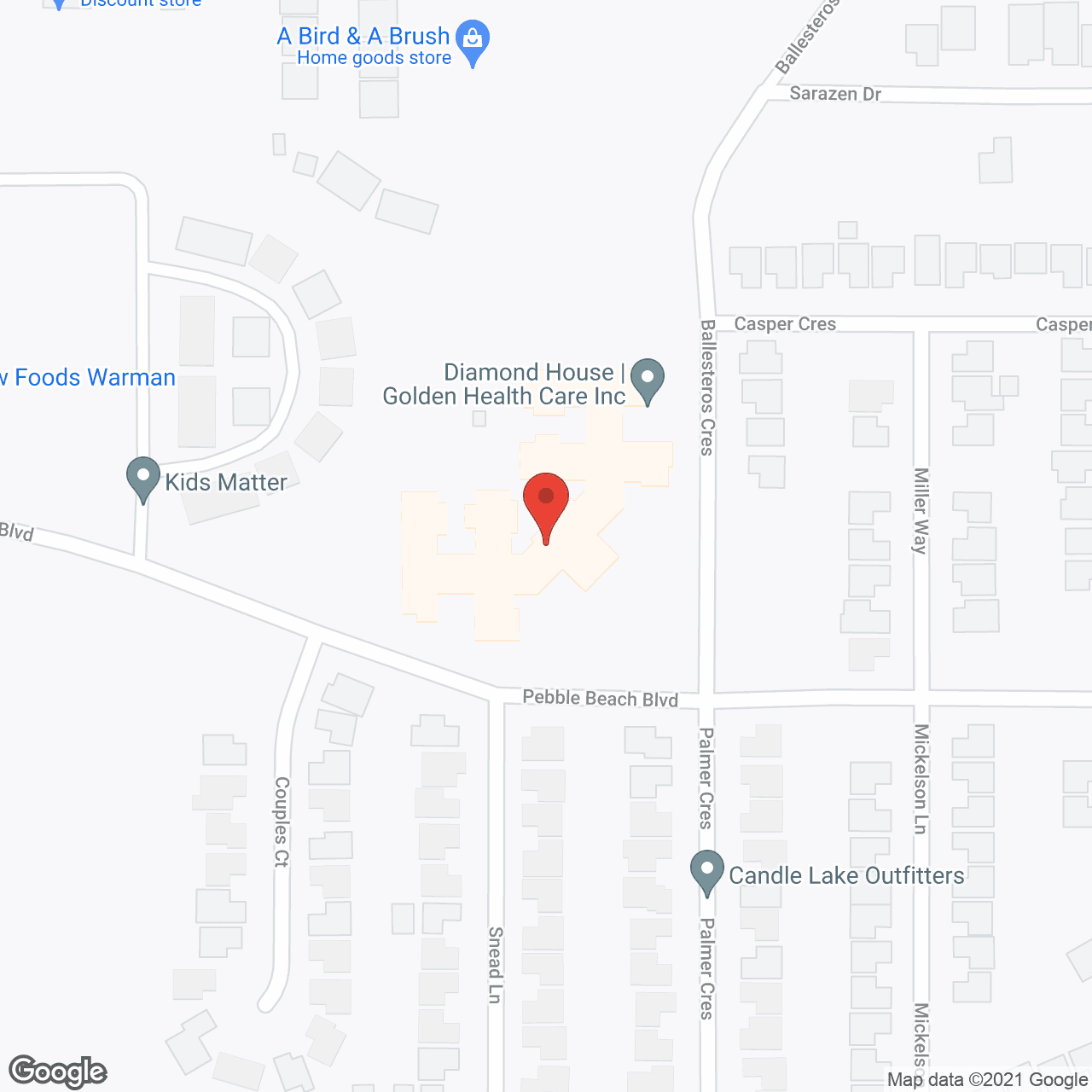 Map of the neighborhood around Diamond House