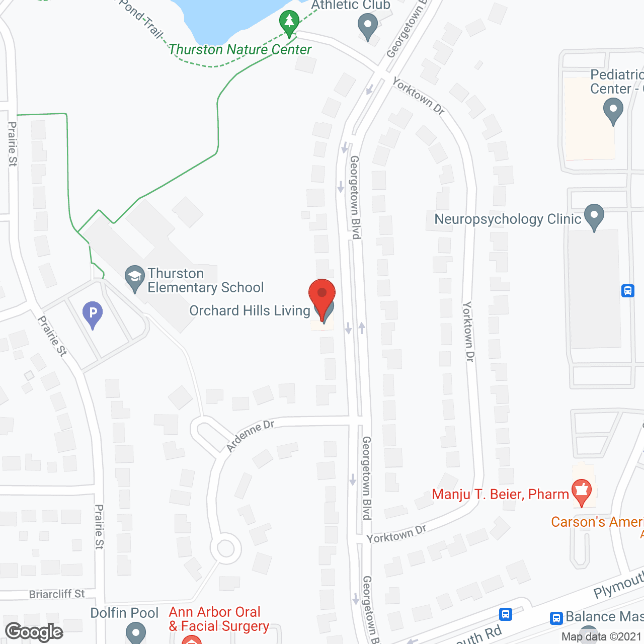 Map of the neighborhood around Orchard Hills Manor
