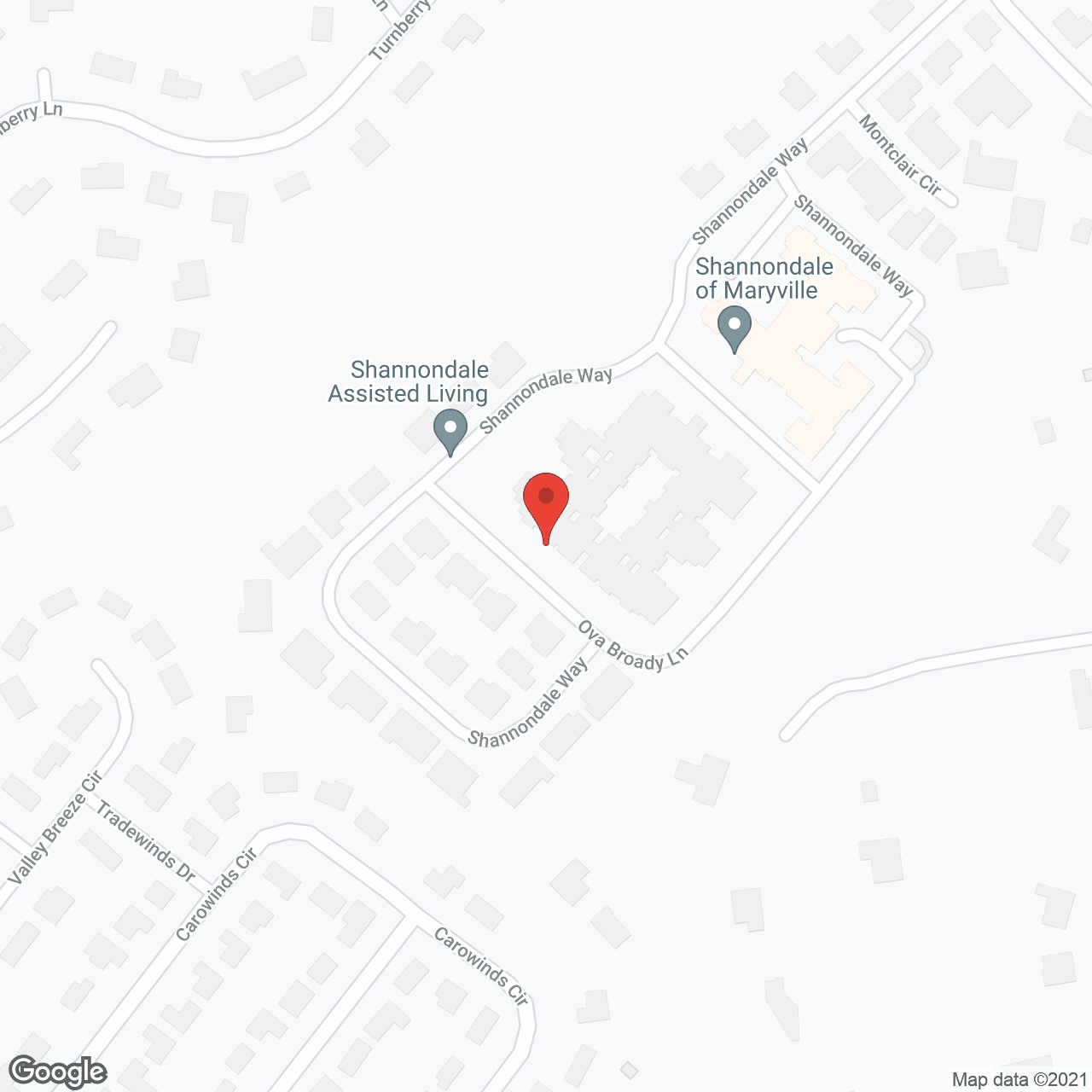 Map of the neighborhood around Shannondale of Maryville