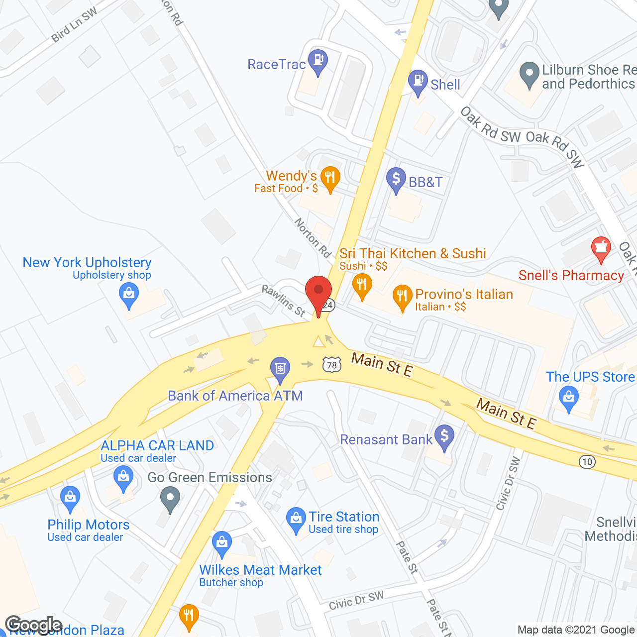 Map of the neighborhood around Emory Senior Living