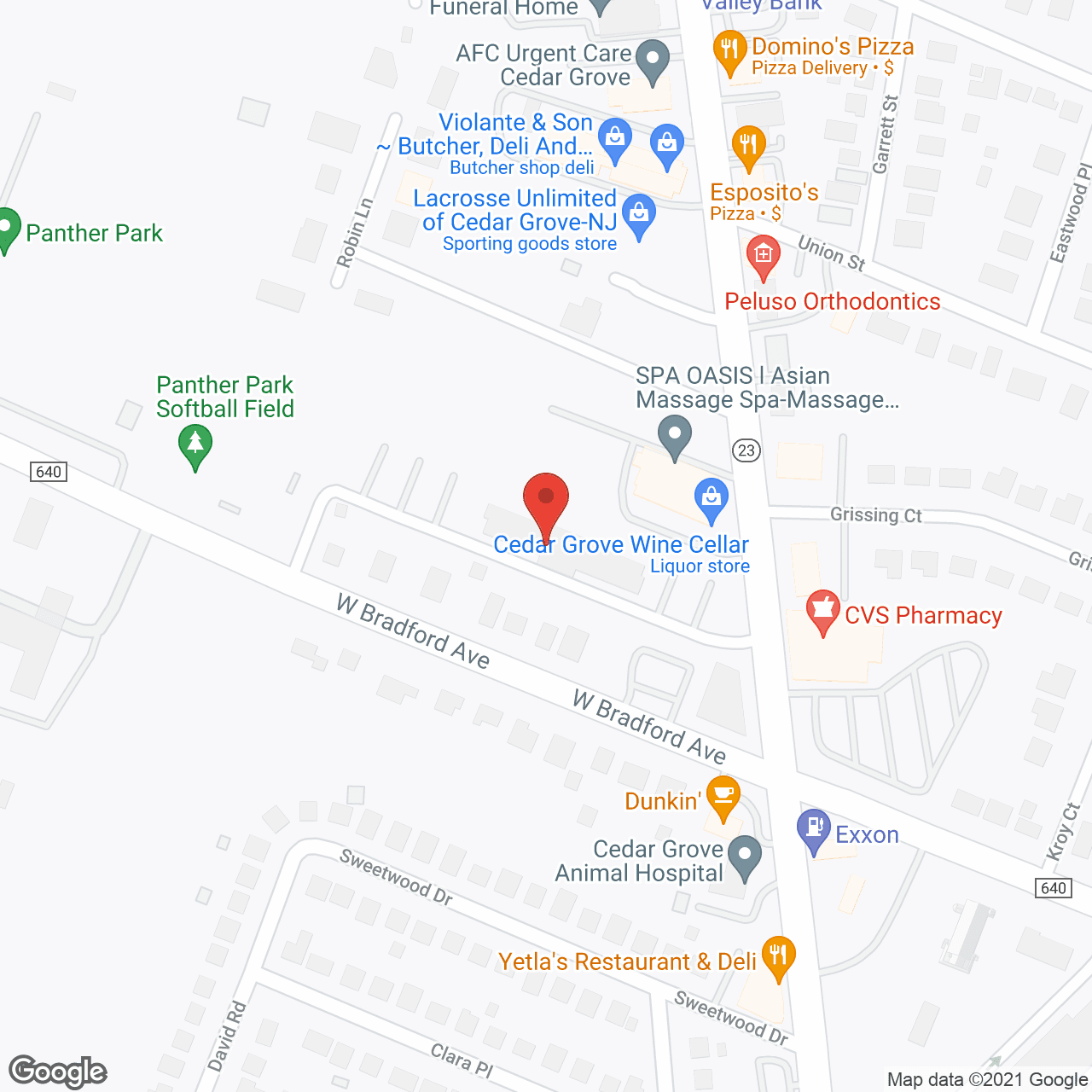 Map of the neighborhood around Canterbury at Cedar Grove