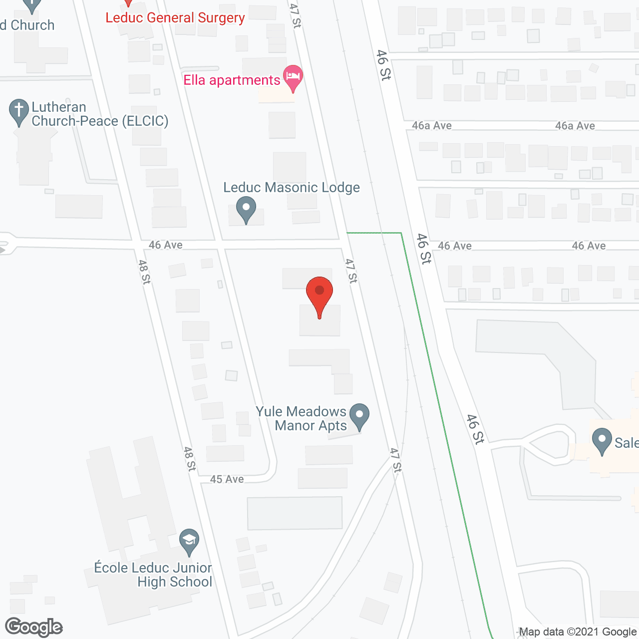 Map of the neighborhood around Grace Manor - Leduc