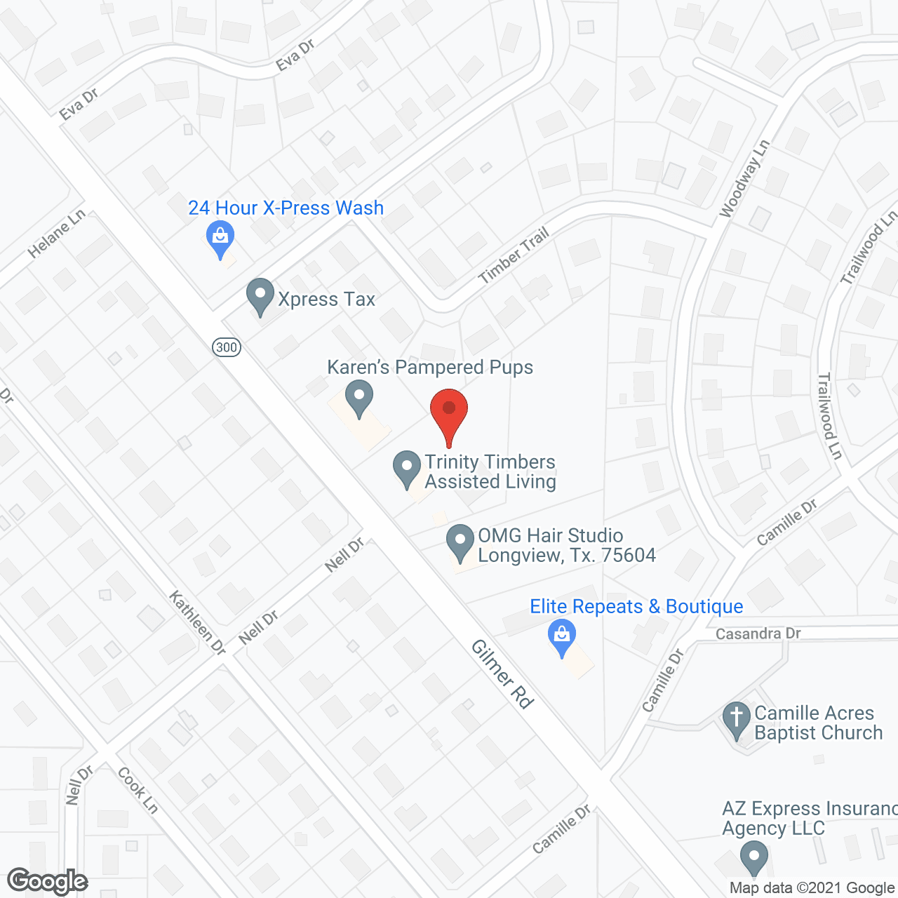 Map of the neighborhood around Trinity Timbers Assisted Living