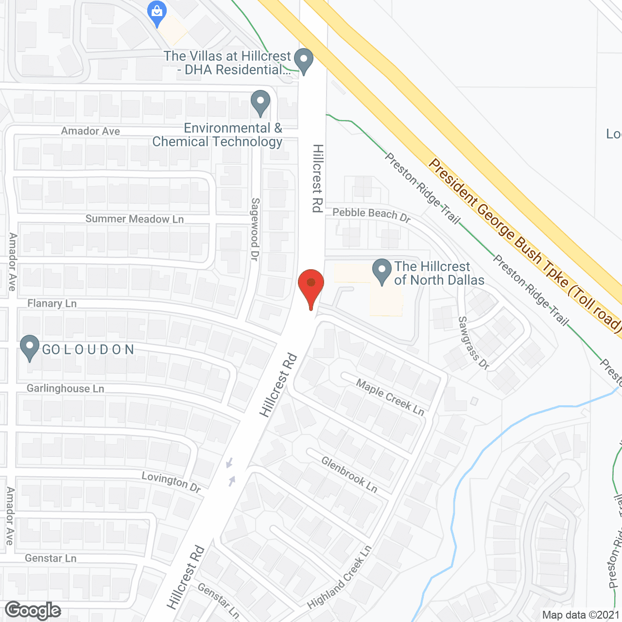 Map of the neighborhood around The Hillcrest of North Dallas
