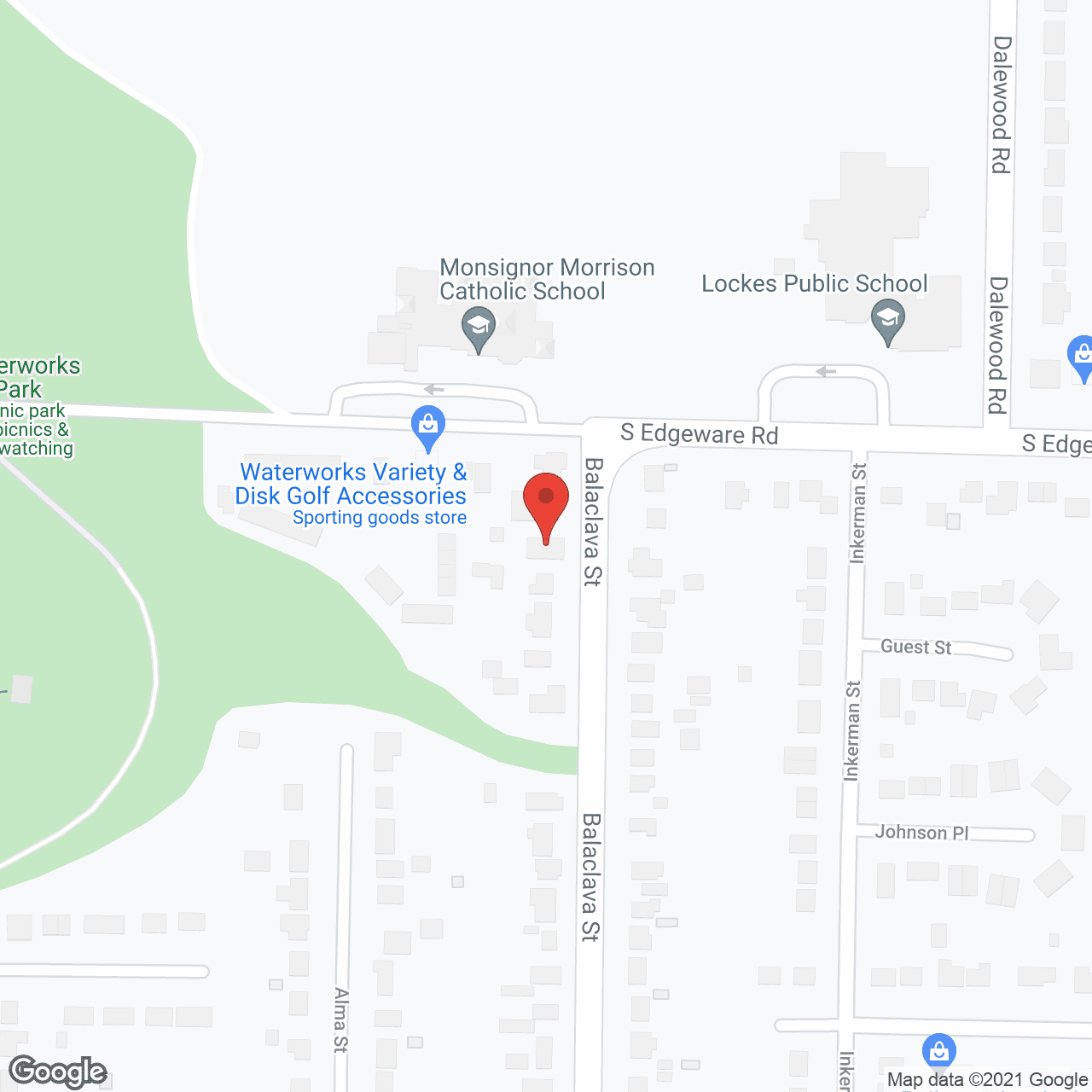 Map of the neighborhood around Kaleidoscope Cottage