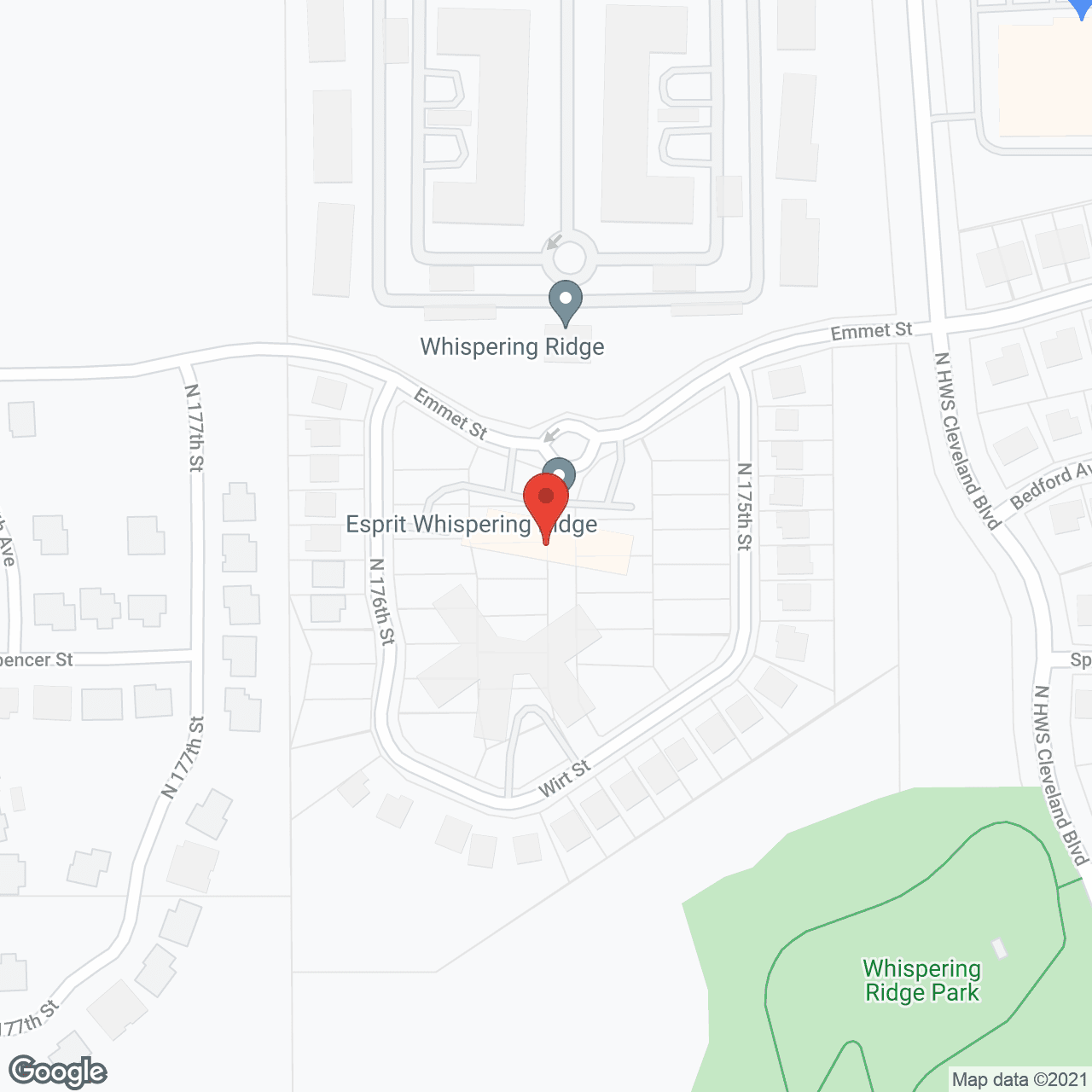 Map of the neighborhood around Esprit Whispering Ridge