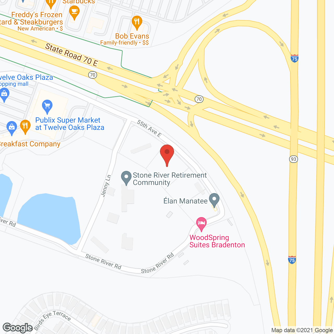 Map of the neighborhood around Stone River Retirement Community