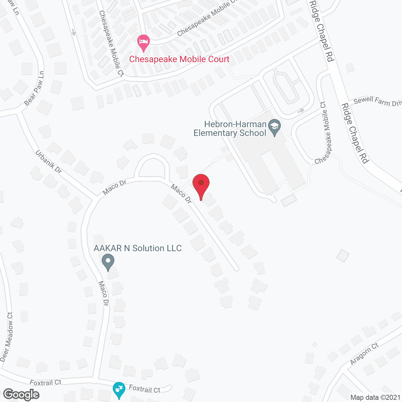 Map of the neighborhood around Hanover Assisted Living