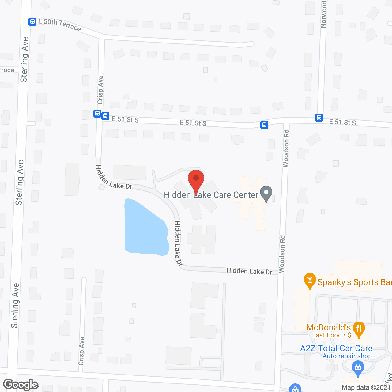 Map of the neighborhood around Hidden Lake Care Center