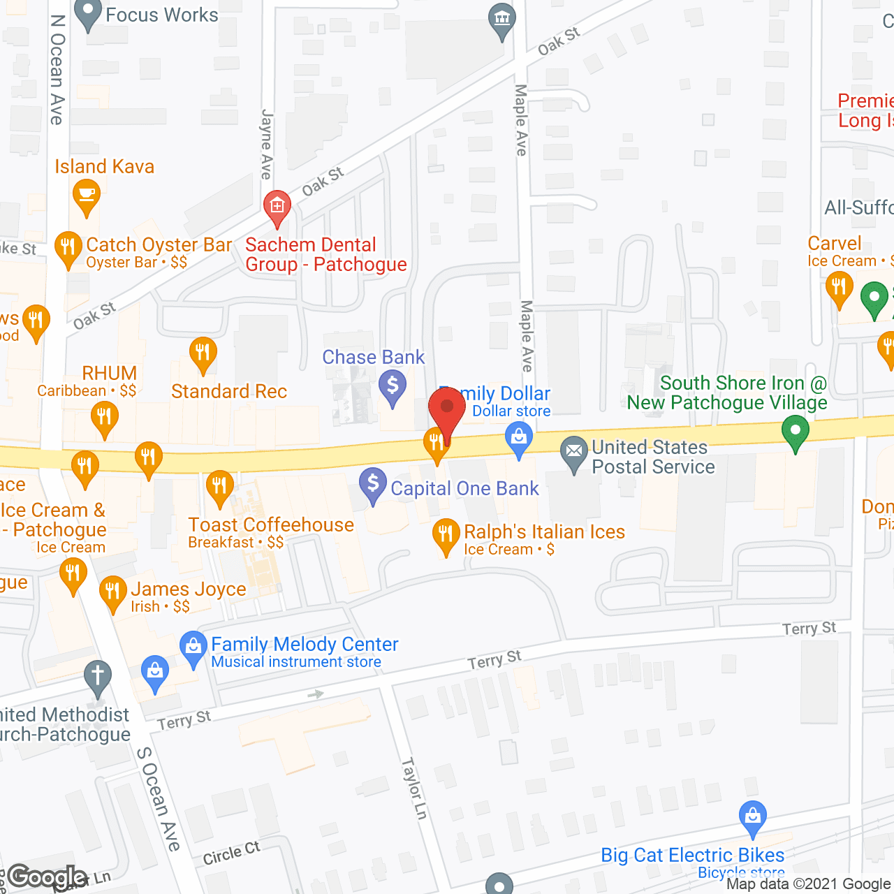 Map of the neighborhood around Village Walk at Patchogue