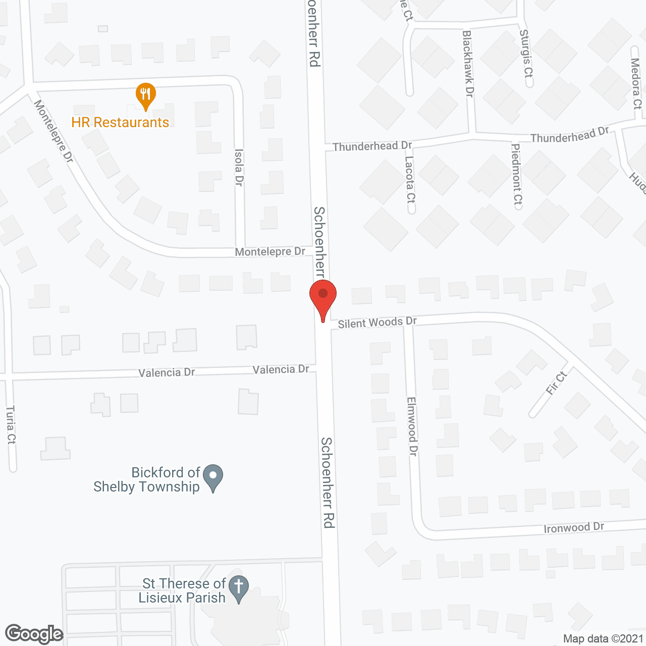 Map of the neighborhood around Bickford of Shelby Township
