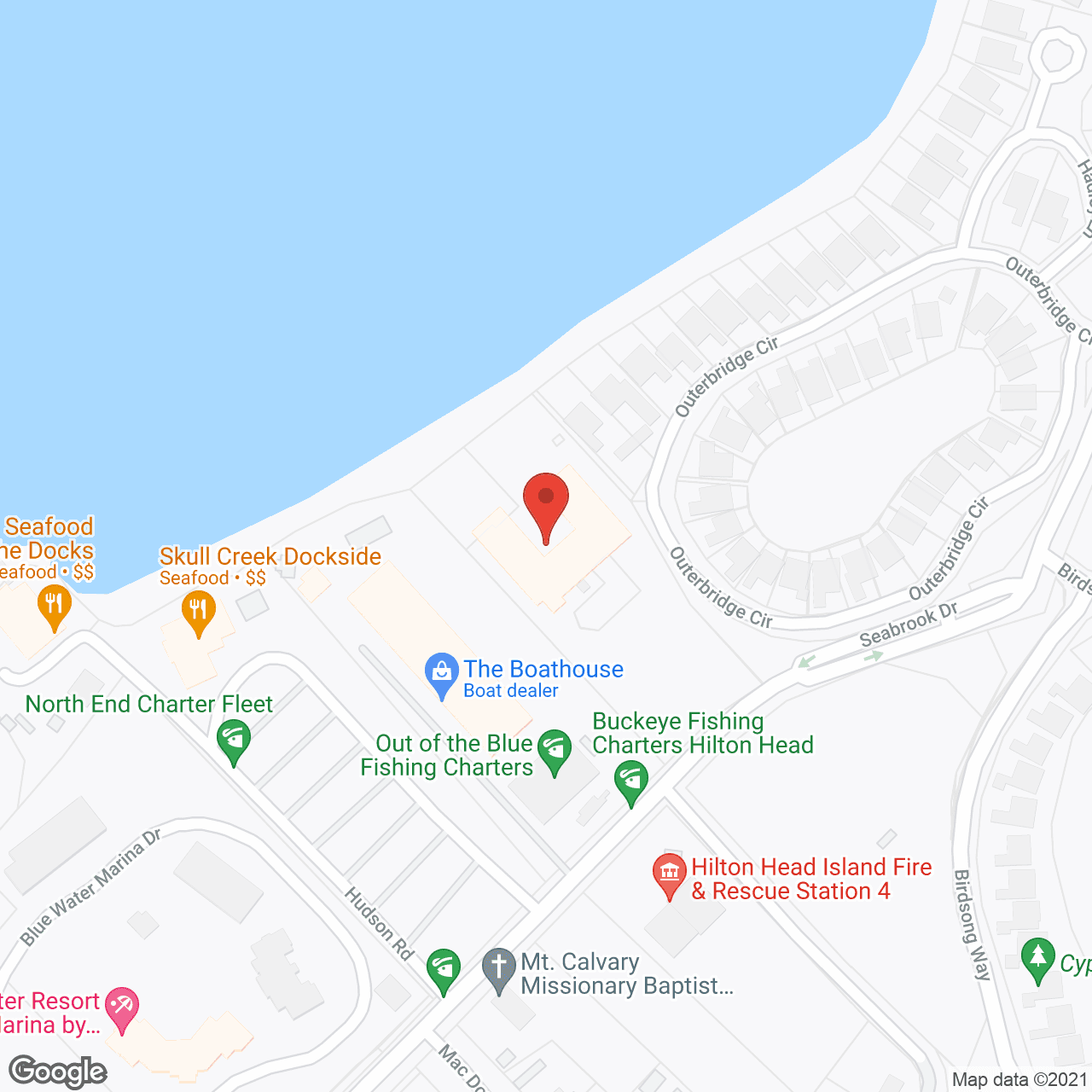 Map of the neighborhood around The Villas at The Bayshore on Hilton Head