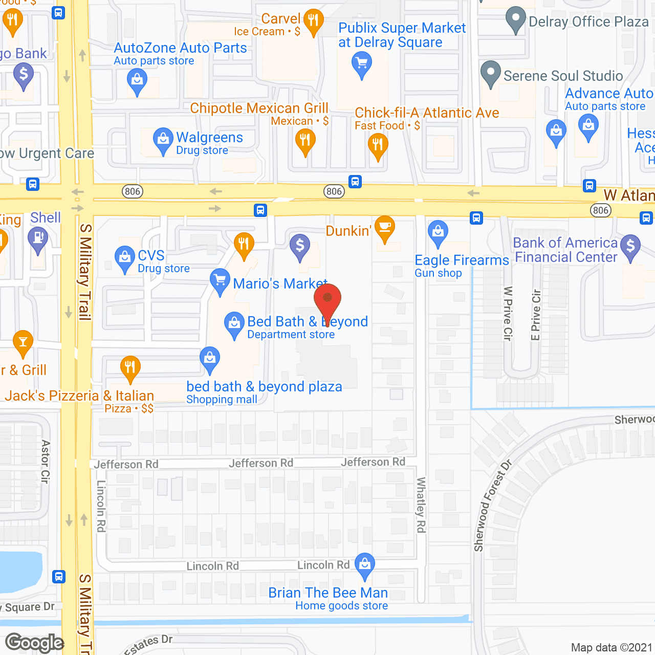 Map of the neighborhood around Symphony at Delray Beach