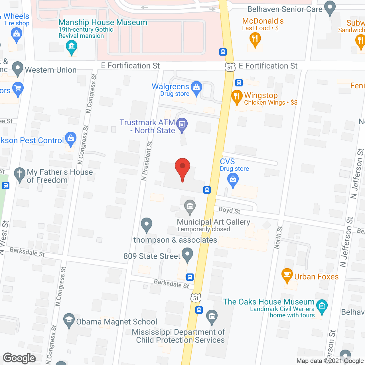 Map of the neighborhood around Admiral Retirement Center