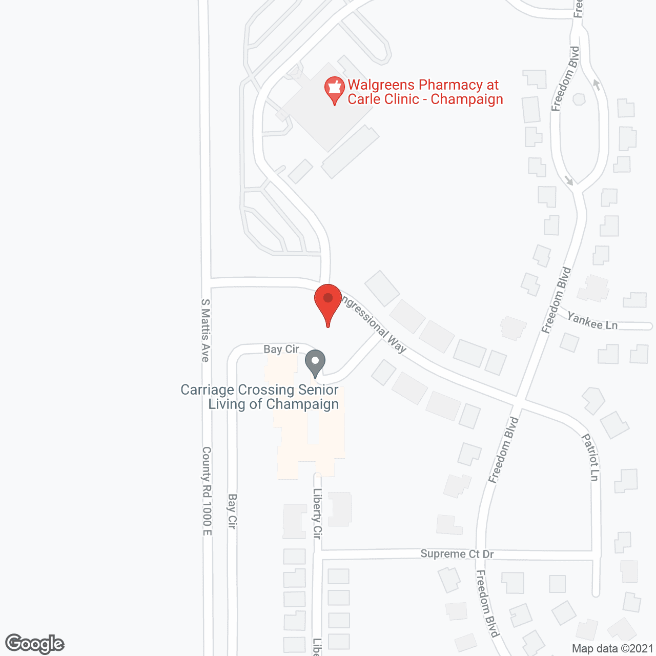 Map of the neighborhood around Carriage Crossing Champaign