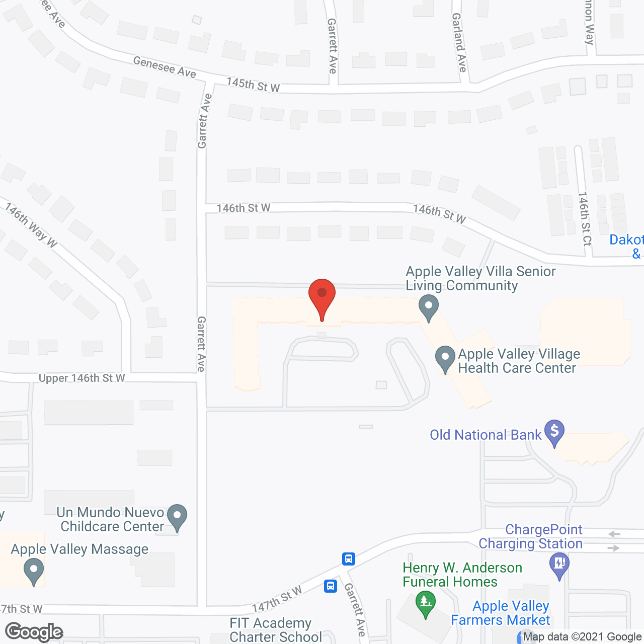 Map of the neighborhood around Apple Valley Village
