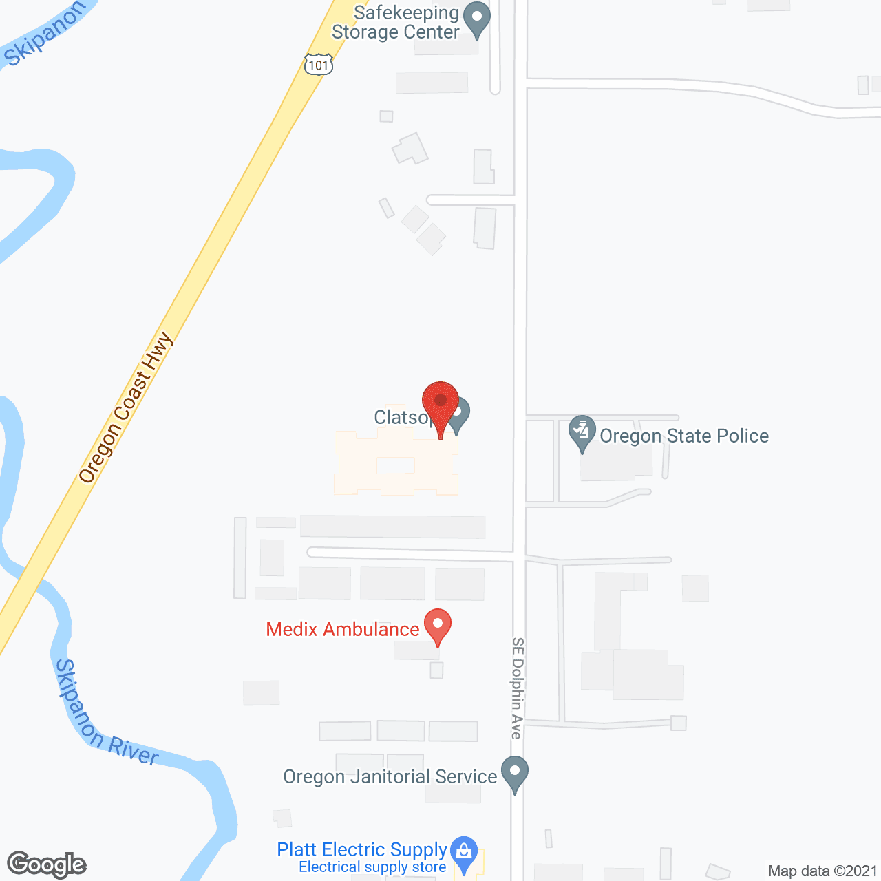 Map of the neighborhood around Clatsop Care Memory Community