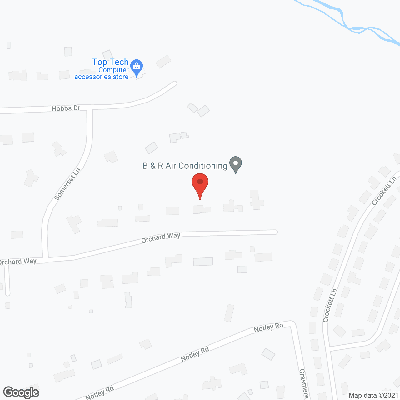 Map of the neighborhood around Montgomery Eldercare at Orchard
