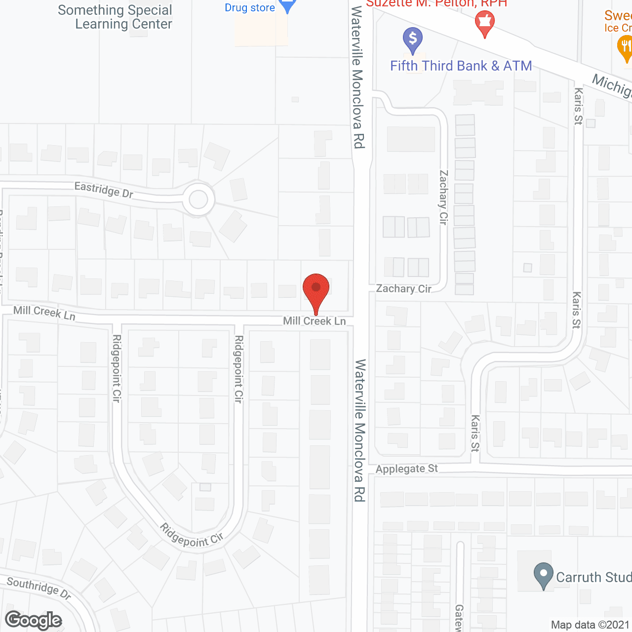 Map of the neighborhood around StoryPoint Waterville