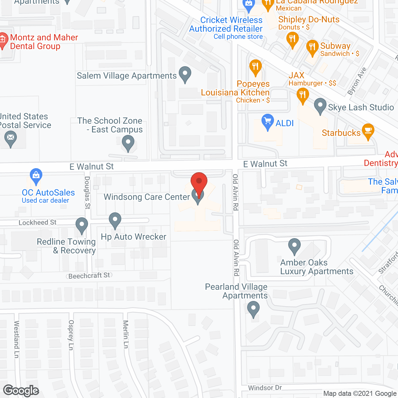 Map of the neighborhood around Windsong Care Center