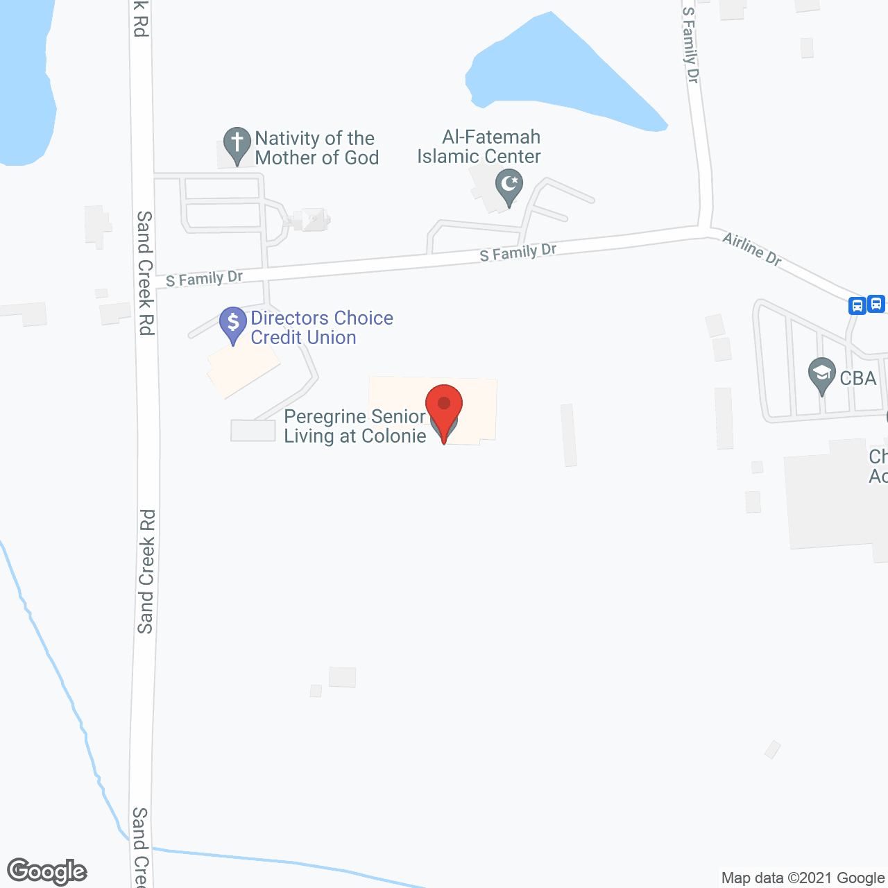 Map of the neighborhood around Peregrine Senior Living at Colonie