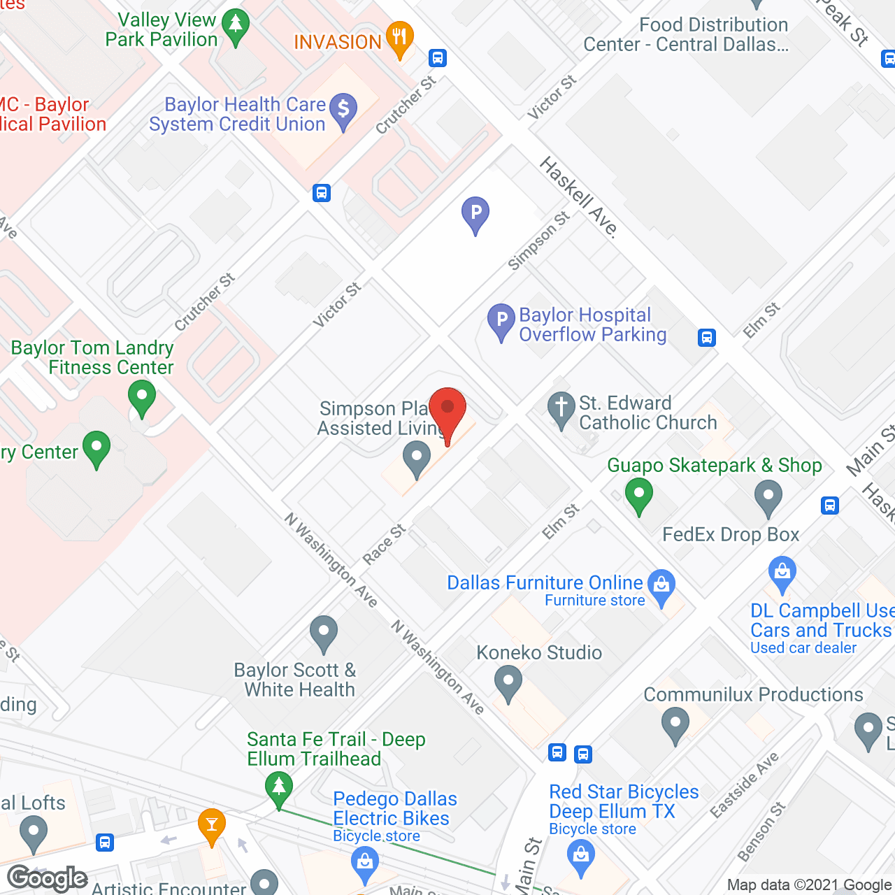 Map of the neighborhood around Simpson Place