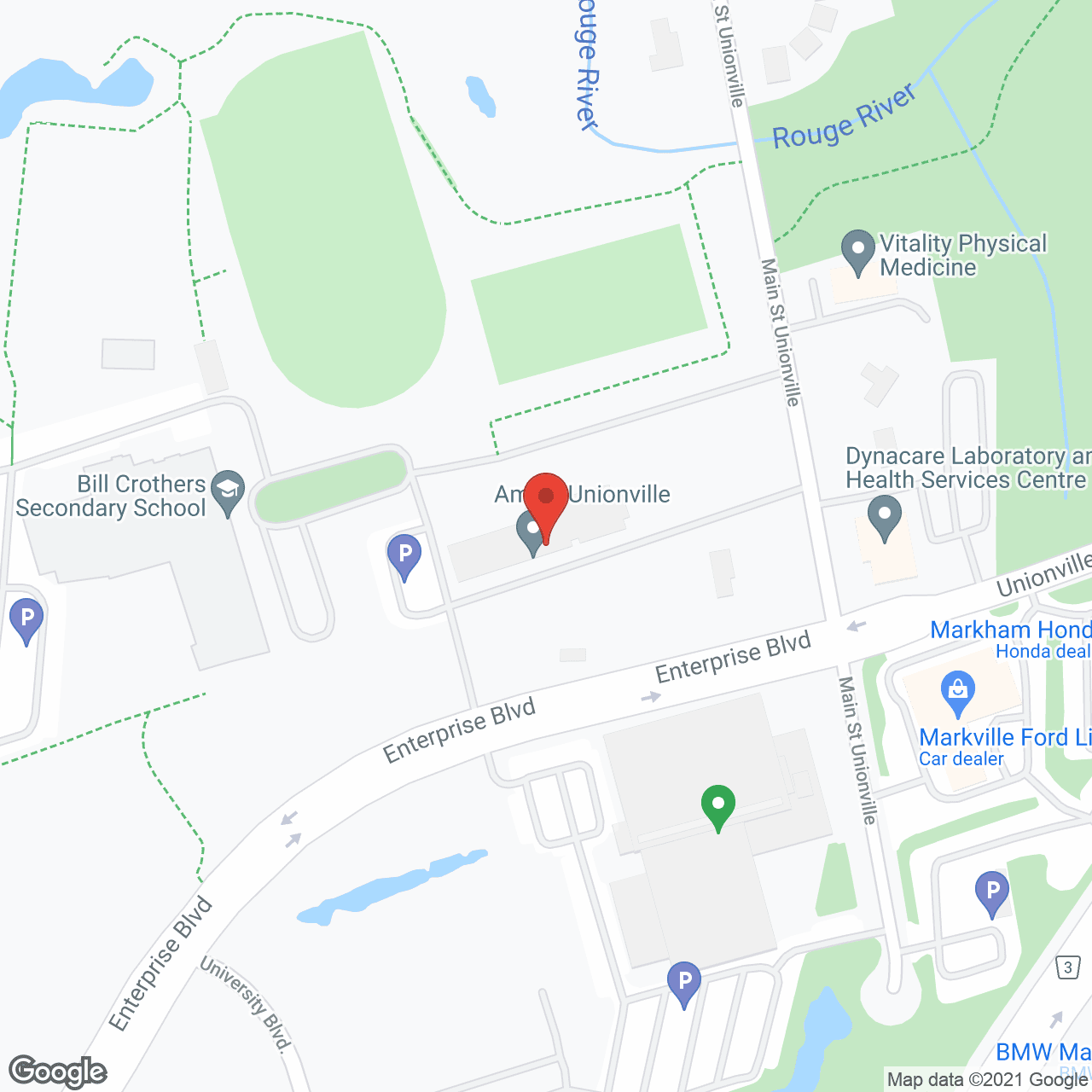 Map of the neighborhood around Amica Unionville