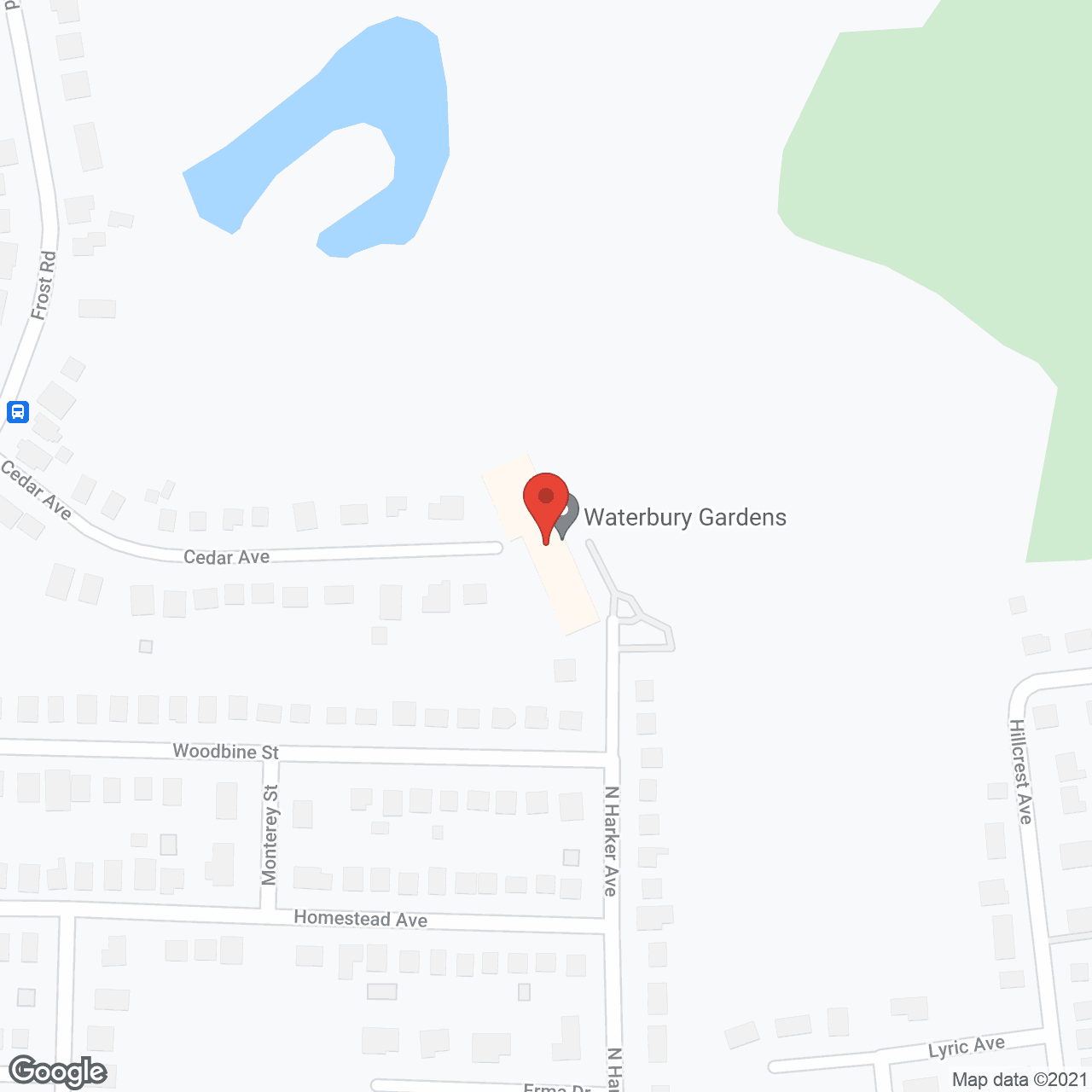 Map of the neighborhood around Waterbury Gardens