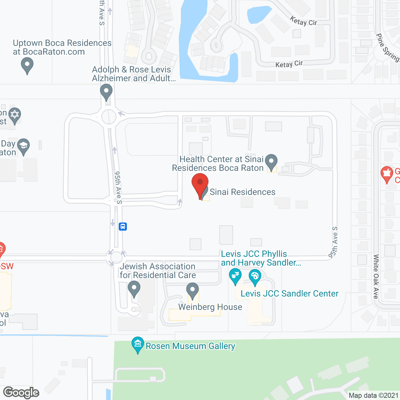 Map of the neighborhood around Toby and Leon Cooperman Sinai Residences Boca Raton, a CCRC