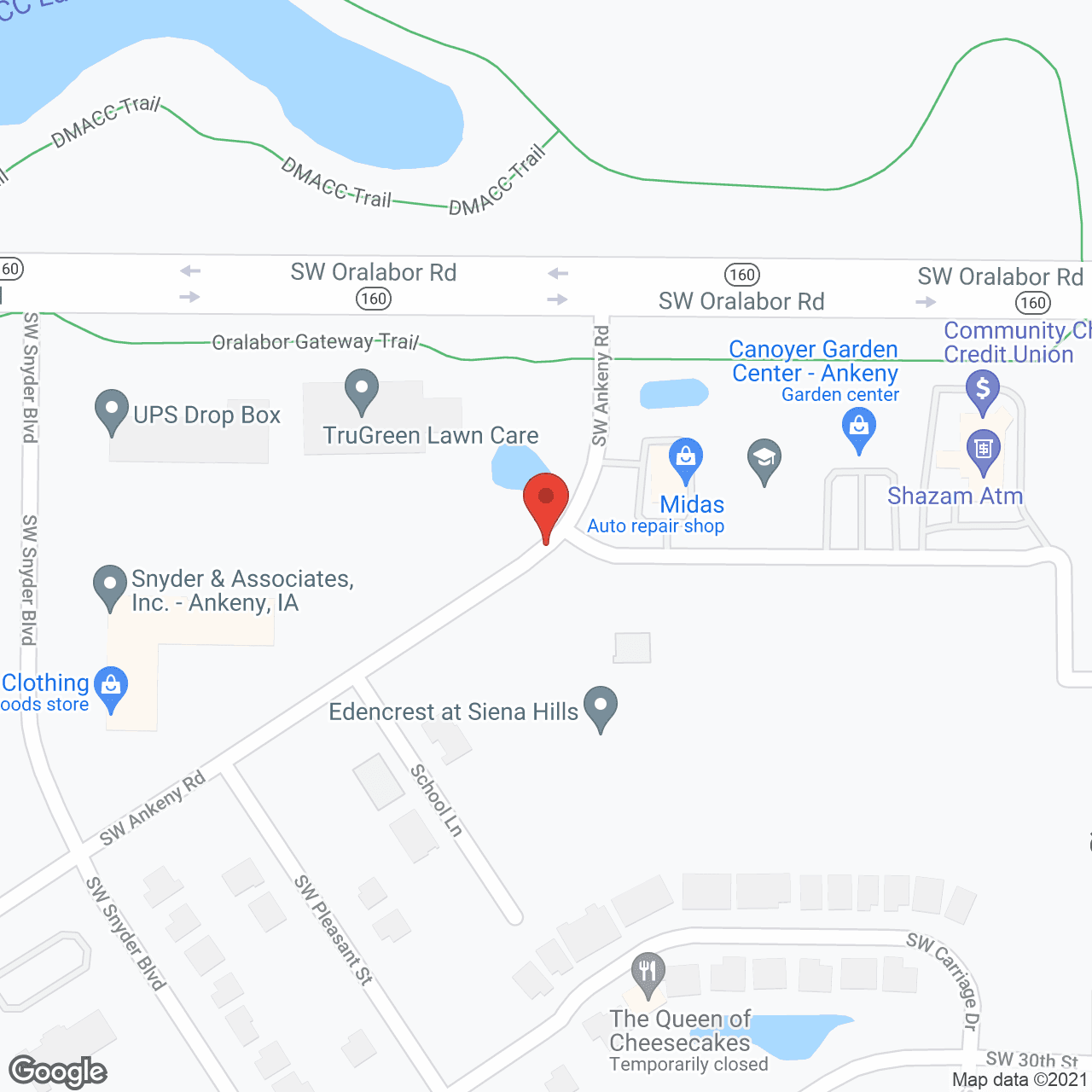Map of the neighborhood around Edencrest at Siena Hills