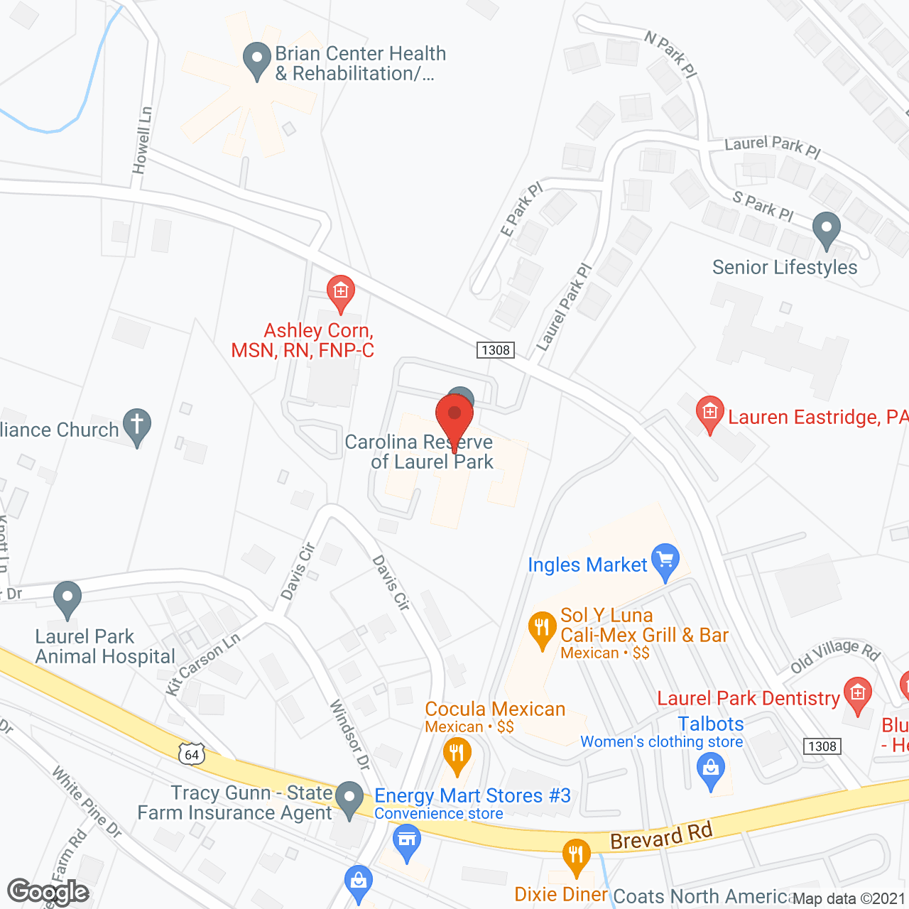 Map of the neighborhood around Carolina Reserve of Laurel Park