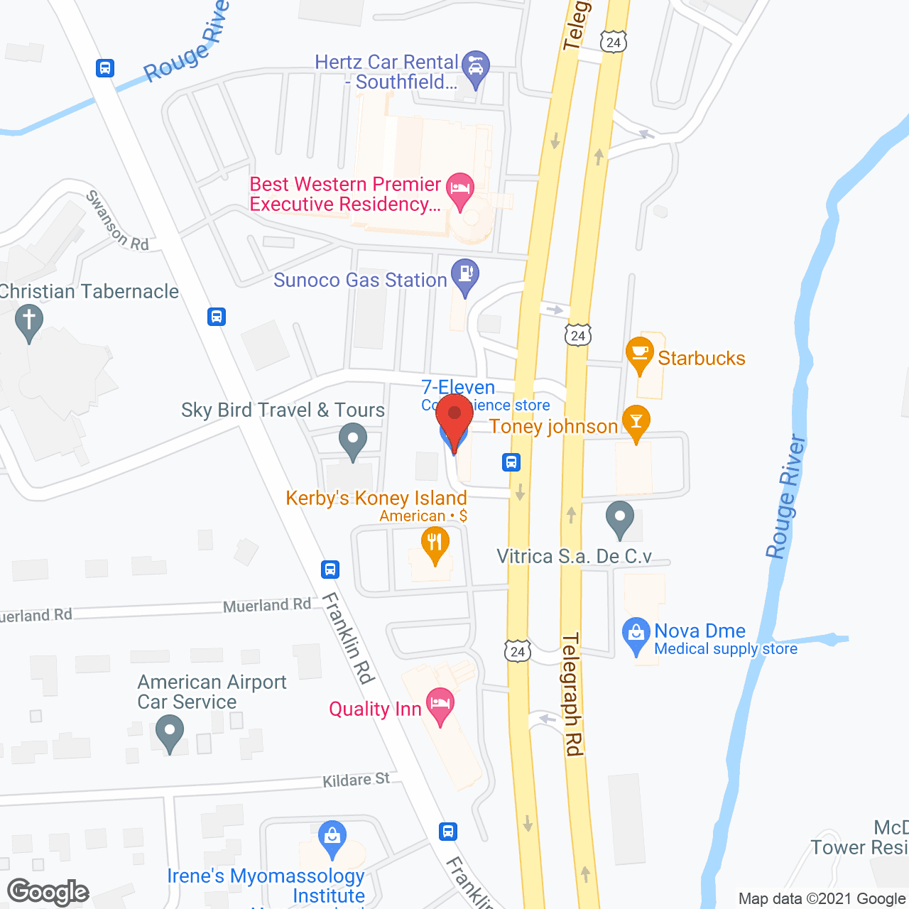 Map of the neighborhood around Manor House- 7 tel