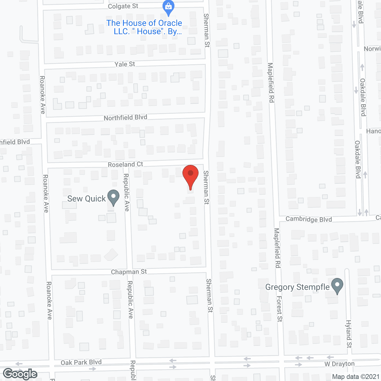Map of the neighborhood around Manor House- Sherman