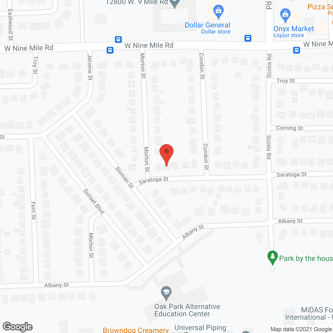 Map of the neighborhood around Sunset on Saratoga