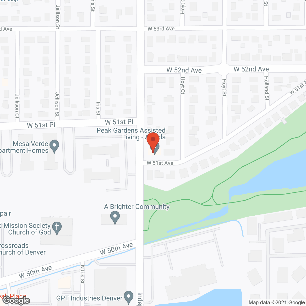 Map of the neighborhood around Peak Gardens Arvada