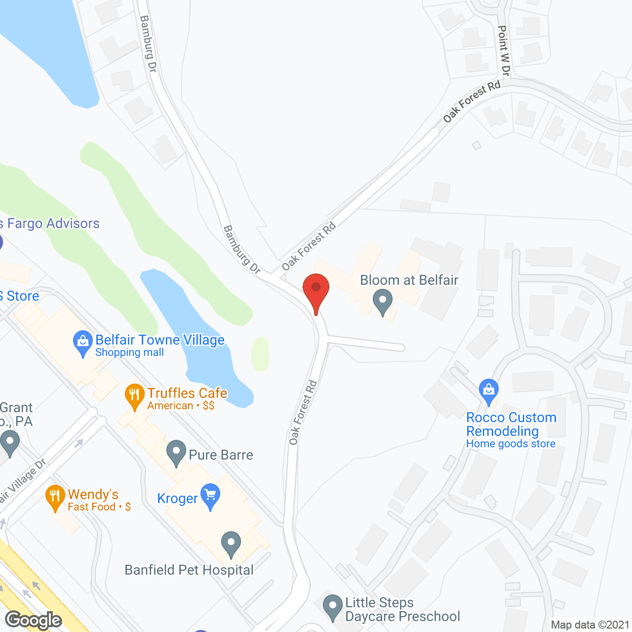 Map of the neighborhood around Bloom at Belfair II