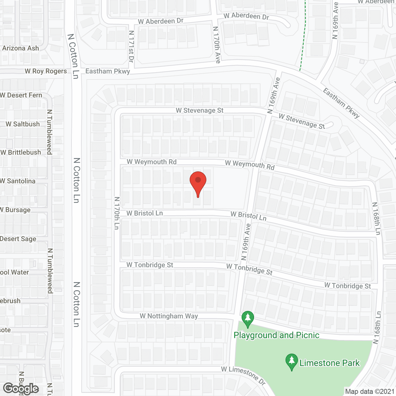 Map of the neighborhood around Blue Horizons