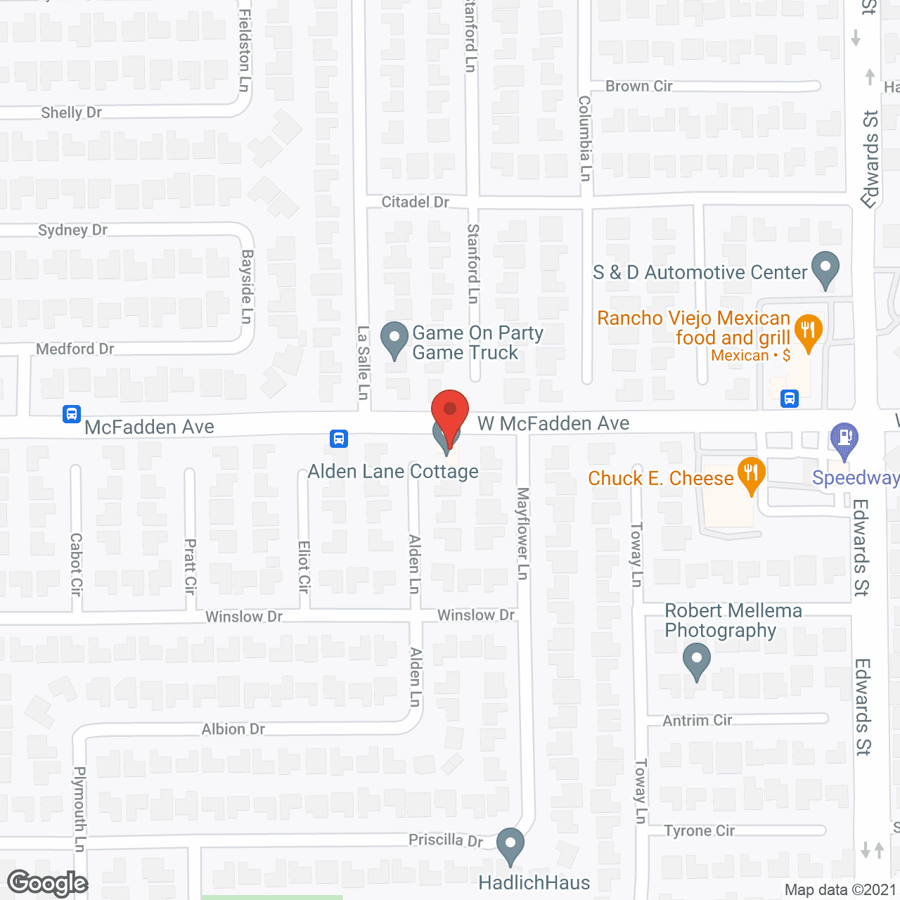 Map of the neighborhood around Alden Lane Cottages