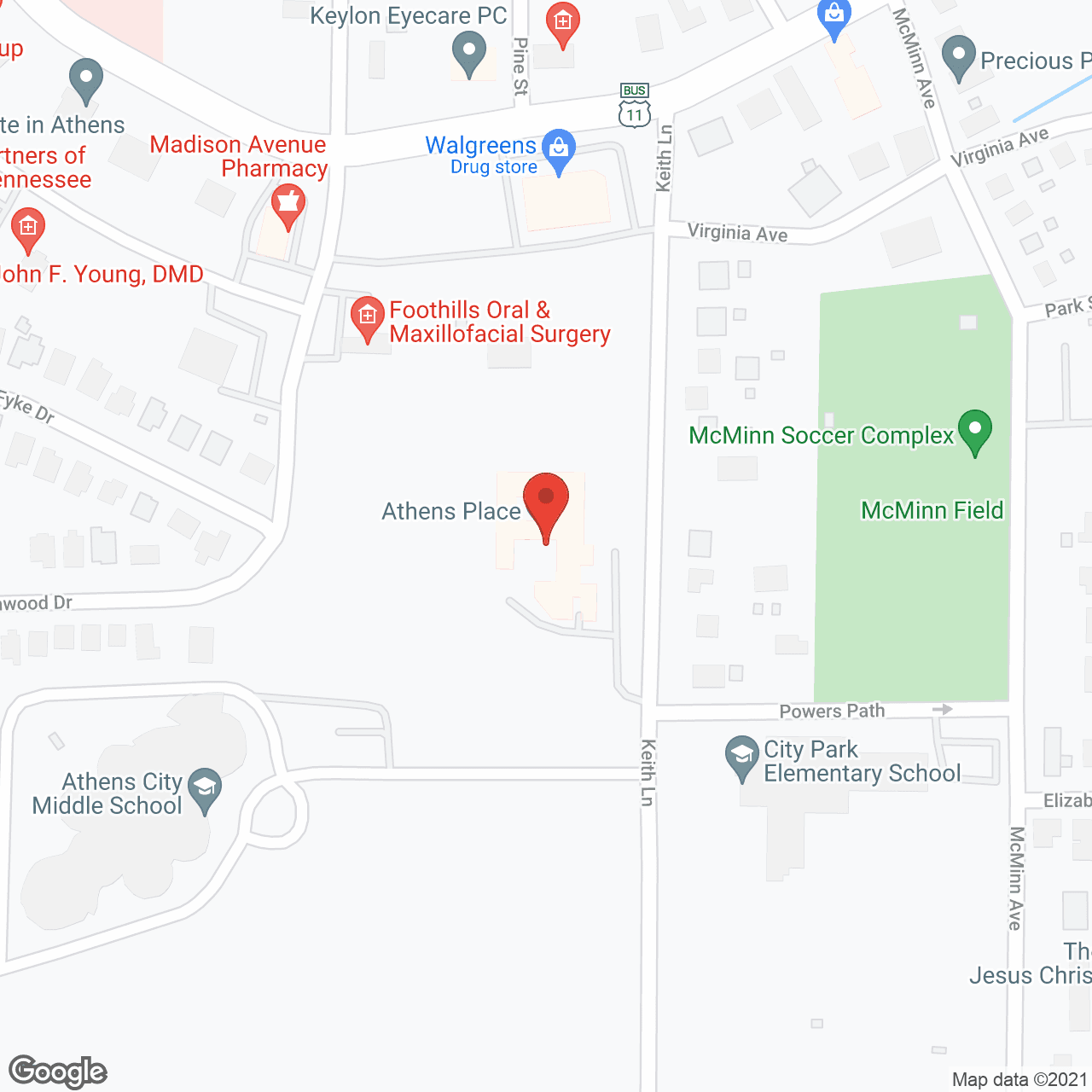 Map of the neighborhood around TerraBella Athens