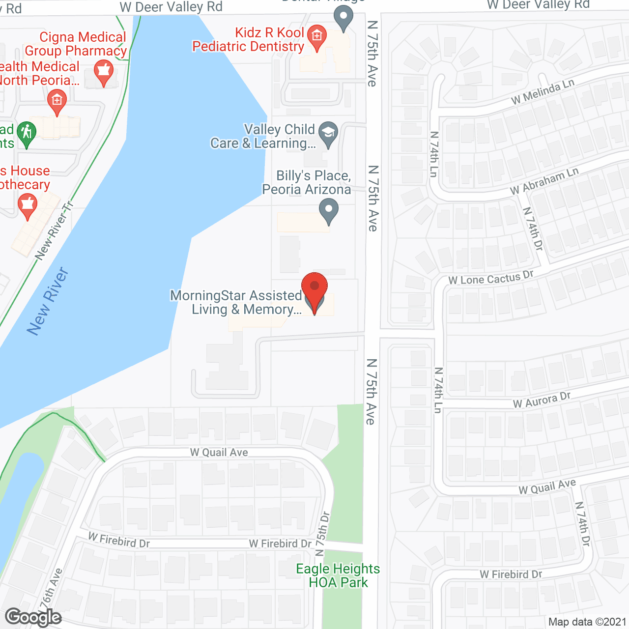 Map of the neighborhood around MorningStar at Arrowhead