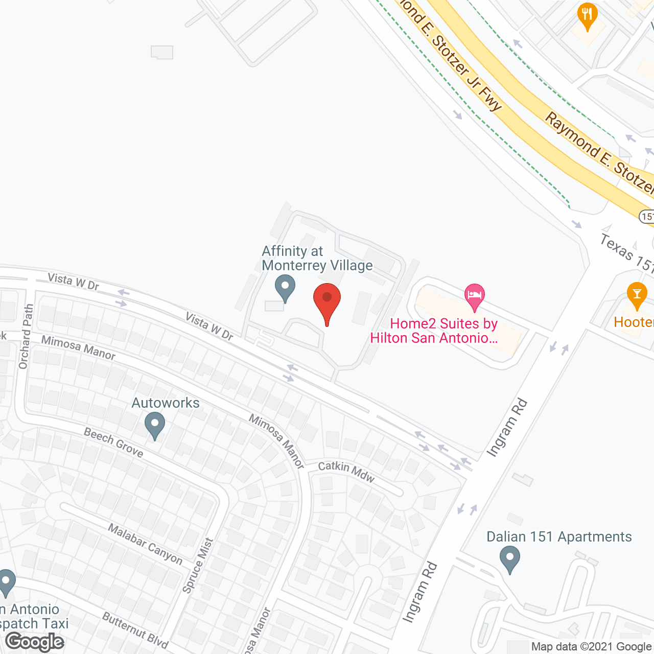 Map of the neighborhood around Affinity at Monterrey Village